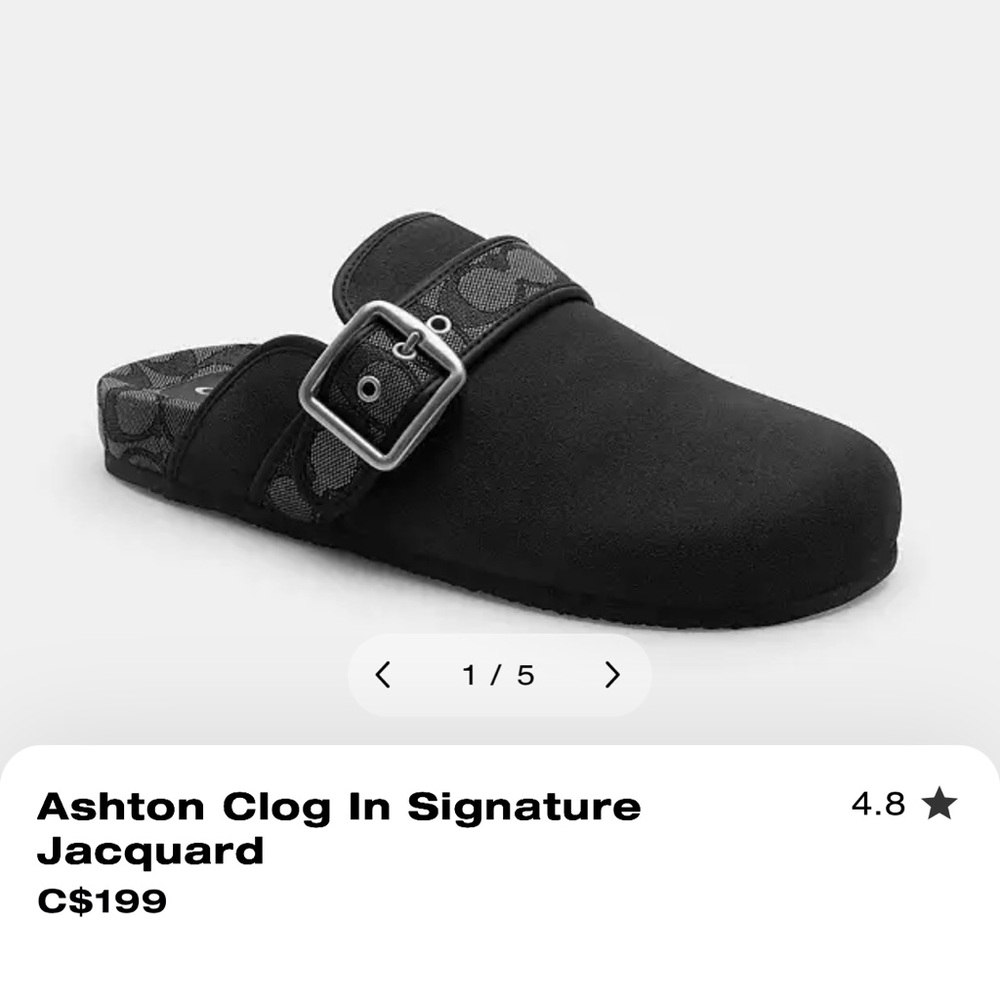 Coach Black Mule-Style Slip-On Clogs - Ashton clog in Jacquard